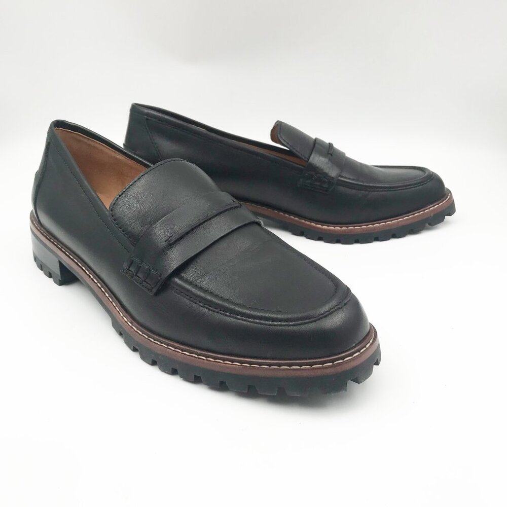 MADEWELL The Corinne Lugsole Loafer Black Leather Slip On Womens 9.5